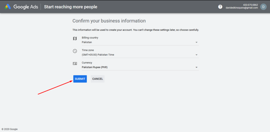 Confirm your business information